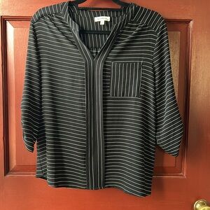 Chic Black and White Striped Blouse